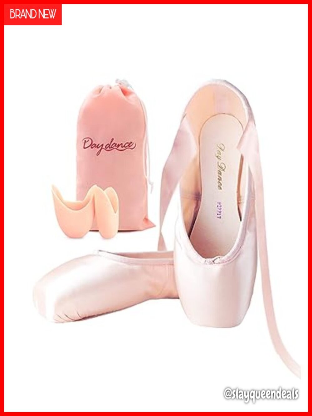 Ballet Pointe Shoes with Ribbon and Silicone Toe Pads
